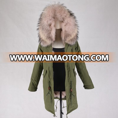 Military Removable Real Fur Lined Hood women Parka Fur Jacket