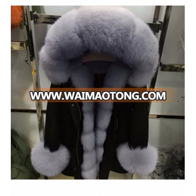 Winter Women's Fox Fur Coat Warm Hood Parka Ladies Long Trench Jacket Outwear fashion winter coats