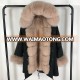 New Detachable Real Fur Parka Women Genuine Fox Large Collar Parka Jacket Winter Top Warm Fur Lined Parka