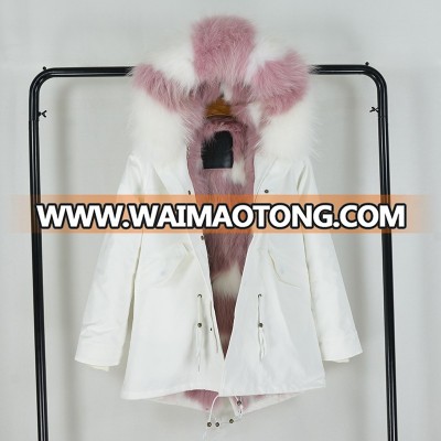 2018 New collection star fox fur lining real raccoon hooded fur parka wholesale