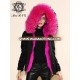 Black faux fur coat with real raccoon fur trim parka